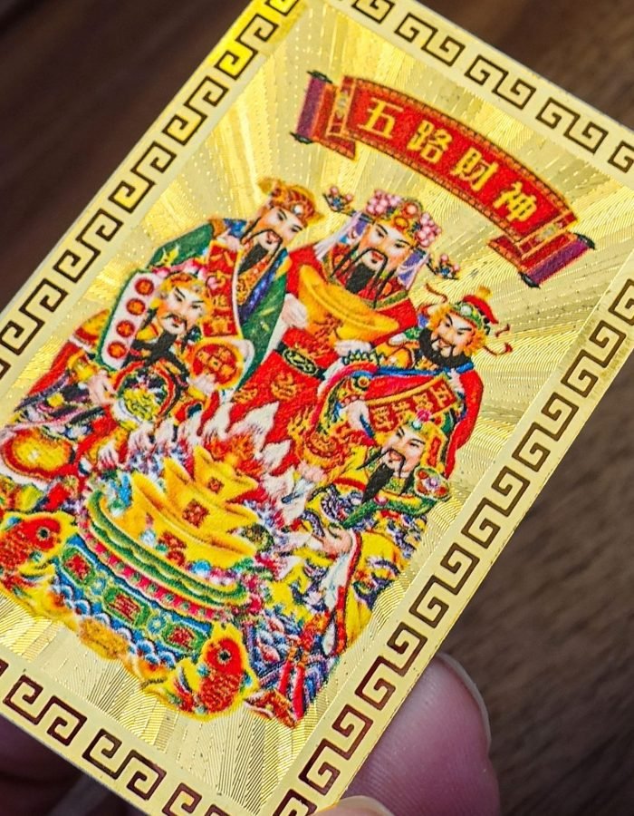 Five Wealth Deities Cultural Card – Traditional Chinese Folk Artwork